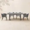 7-Piece Outdoor Extendable Dining Set with Aluminium Table and 6 Woven Chairs in Grey