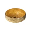 390mm Modern Luxury Diamond Shaped Crystal Glass Bathroom Countertop Basin in Gold