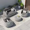 Picture of Cocaro 4-Piece Outdoor Rope Weave Swivel Sofa Set with Coffee Table in Grey