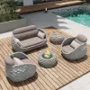 Picture of Cocaro 4-Piece Outdoor Rope Weave Swivel Sofa Set with Coffee Table in Grey