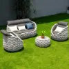 Picture of Cocaro 4-Piece Outdoor Rope Weave Swivel Sofa Set with Coffee Table in Grey