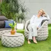 Picture of Cocaro 4-Piece Outdoor Rope Weave Swivel Sofa Set with Coffee Table in Grey