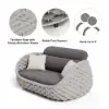 Picture of Cocaro 4-Piece Outdoor Rope Weave Swivel Sofa Set with Coffee Table in Grey