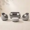 Picture of Cocaro 4-Piece Outdoor Rope Weave Swivel Sofa Set with Coffee Table in Grey