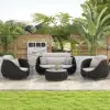 Cocaro 4-Piece Outdoor Rope Weave Swivel Sofa Set with Coffee Table in Dark Grey