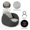 Cocaro 4-Piece Outdoor Rope Weave Swivel Sofa Set with Coffee Table in Dark Grey