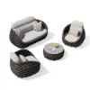 Cocaro 4-Piece Outdoor Rope Weave Swivel Sofa Set with Coffee Table in Dark Grey