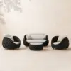 Cocaro 4-Piece Outdoor Rope Weave Swivel Sofa Set with Coffee Table in Dark Grey