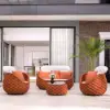 Picture of Cocaro 4-Piece Outdoor Rope Weave Swivel Sofa Set with Coffee Table in Orange