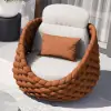 Picture of Cocaro 4-Piece Outdoor Rope Weave Swivel Sofa Set with Coffee Table in Orange