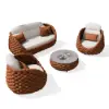 Picture of Cocaro 4-Piece Outdoor Rope Weave Swivel Sofa Set with Coffee Table in Orange