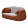 Picture of Cocaro 4-Piece Outdoor Rope Weave Swivel Sofa Set with Coffee Table in Orange