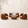 Picture of Cocaro 4-Piece Outdoor Rope Weave Swivel Sofa Set with Coffee Table in Orange