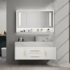 Modern 39" White Floating Single Bathroom Vanity with Sintered Stone Top and Sink – Wall Mounted Cabinet