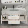 Modern 39" White Floating Single Bathroom Vanity with Sintered Stone Top and Sink – Wall Mounted Cabinet