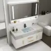 Modern 39" White Floating Single Bathroom Vanity with Sintered Stone Top and Sink – Wall Mounted Cabinet