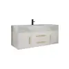 Modern 39" White Floating Single Bathroom Vanity with Sintered Stone Top and Sink – Wall Mounted Cabinet