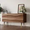 Lake 71" Walnut Wood Sideboard with Wavy 2 Doors & 2 Drawers