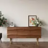 Lake 71" Walnut Wood Sideboard with Wavy 2 Doors & 2 Drawers