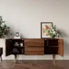 Lake 71" Walnut Wood Sideboard with Wavy 2 Doors & 2 Drawers