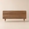 Lake 71" Walnut Wood Sideboard with Wavy 2 Doors & 2 Drawers
