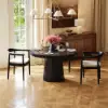 Japandi 100 cm – 140 cm Extendable Round-to-Oval Wood Dining Table–Black, Seats 4-6