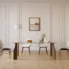 180 cm Rectangle Glass Dining Table for 8 Person Walnut Solid Wood 4-Legs