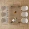 180 cm Rectangle Glass Dining Table for 8 Person Walnut Solid Wood 4-Legs