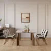 180 cm Rectangle Glass Dining Table for 8 Person Walnut Solid Wood 4-Legs