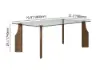 180 cm Rectangle Glass Dining Table for 8 Person Walnut Solid Wood 4-Legs