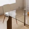 180 cm Rectangle Glass Dining Table for 8 Person Walnut Solid Wood 4-Legs
