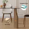 180 cm Rectangle Glass Dining Table for 8 Person Walnut Solid Wood 4-Legs
