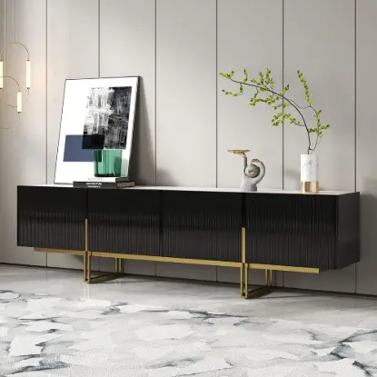 Picture of Grovyn 220 cm Sintered Stone Top Fluted TV Unit with Spacious Cabinets