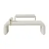 Modern White Line Tufted Bench Velvet Upholstered Entryway Bench in Gold Finish
