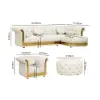 Dodiy Modern L-Shaped White Tufted Corner Sectional Sofa 6-Seater with Ottoman & Pillows