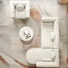 Dodiy Modern L-Shaped White Tufted Corner Sectional Sofa 6-Seater with Ottoman & Pillows