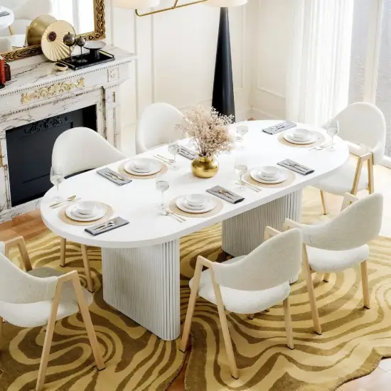 Fluve 160 - 200 cm Extendable Oval White Dining Table, Seats 4-6