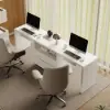 Modern 240 cm Rectangular White Double Desk with 4 Drawers & 1 Cabinet, Seats 2