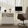 Modern 240 cm Rectangular White Double Desk with 4 Drawers & 1 Cabinet, Seats 2