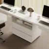 Modern 240 cm Rectangular White Double Desk with 4 Drawers & 1 Cabinet, Seats 2
