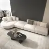 3730mm L-Shaped Sectional Corner Modern Modular Sofa in Beige with Pillows & Black Legs