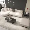 3730mm L-Shaped Sectional Corner Modern Modular Sofa in Beige with Pillows & Black Legs