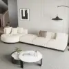 3730mm L-Shaped Sectional Corner Modern Modular Sofa in Beige with Pillows & Black Legs
