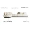 3730mm L-Shaped Sectional Corner Modern Modular Sofa in Beige with Pillows & Black Legs