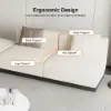 3730mm L-Shaped Sectional Corner Modern Modular Sofa in Beige with Pillows & Black Legs