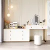 Modern Ivory Extendable Makeup Vanity Set with 8 Drawers and Stool