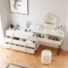 Modern Ivory Extendable Makeup Vanity Set with 8 Drawers and Stool