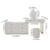 Modern Ivory Extendable Makeup Vanity Set with 8 Drawers and Stool