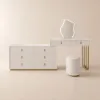 Modern Ivory Extendable Makeup Vanity Set with 8 Drawers and Stool
