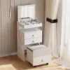 modern white dressing table set with mirror, mini dressing table and stool